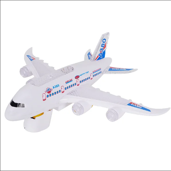 

W248-13 mini plane model toy electric universal caster aircraft models with colorful 3d lights music air plane kids toys