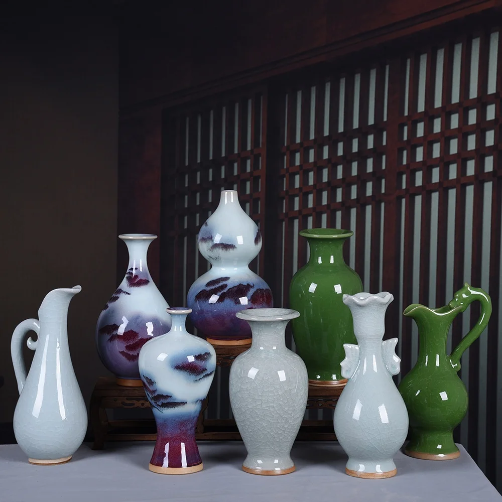 

Antique Jun Porcelain Decoration Vase Home Decoration Vase Living Room Entrance Decorative Ceramic Vase, Pictures showed
