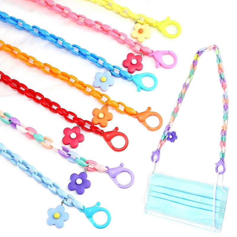 

Colorful Acrylic flower Chain facemask children Glasses Chain Lanyard Hold Straps masked holder chain flower masking lanyard