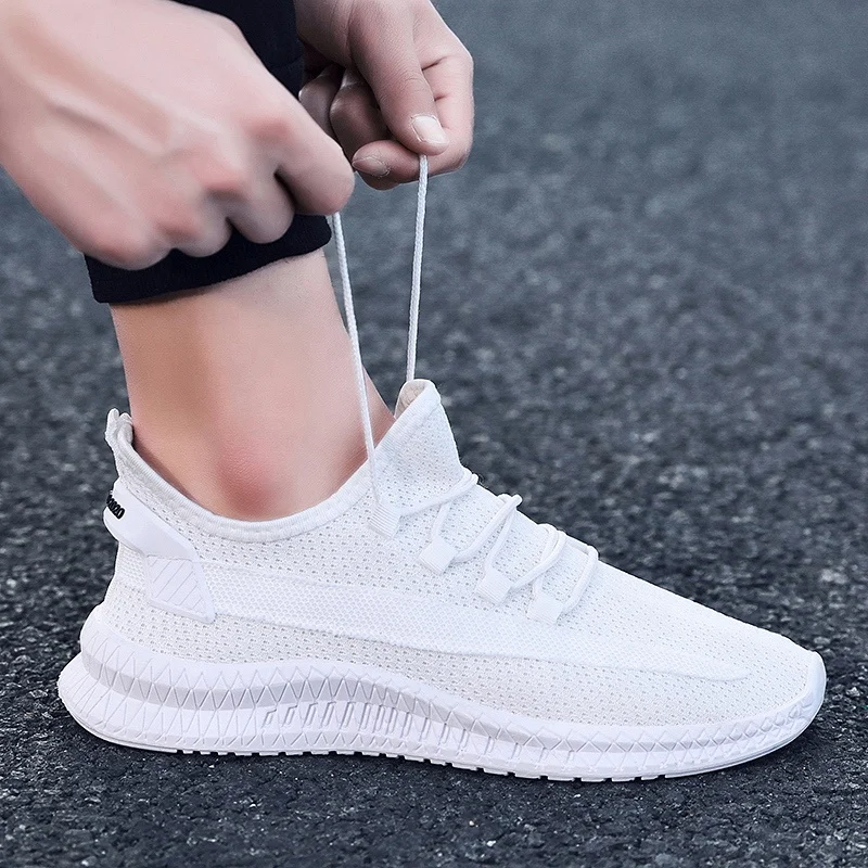 

Cheap Custom Low MOQ Breathable Casual Sport Sneakers White Men Running Shoes