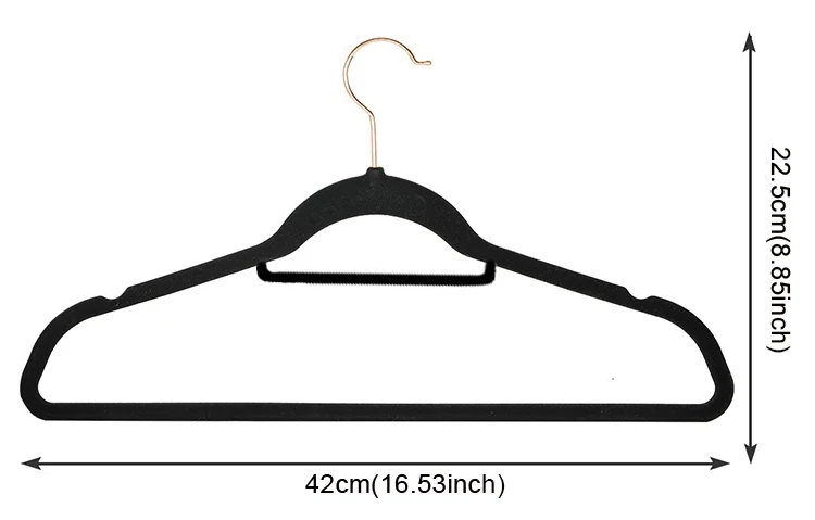 Wholesale Space Saving Flocking Rose Gold Hook Non-slip Hanger Custom Velvet Clothes Hangers Manufacture