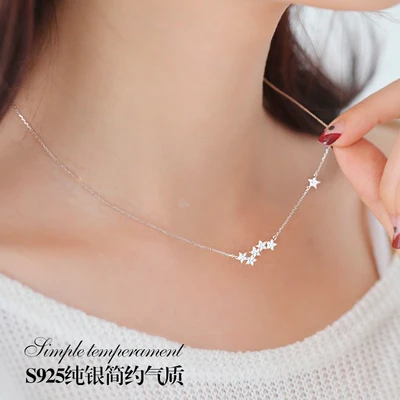 Wholesale New Fashion Jewelry Chain 925 Silver star crystal Necklace for Women