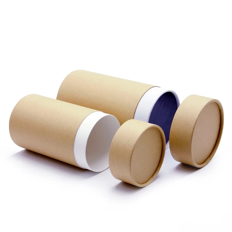 In Stock Ecofriendly Biodegradable Cylinder Cardboard Paper Tube Box Kraft Paper Core Tube for Tea Packaging