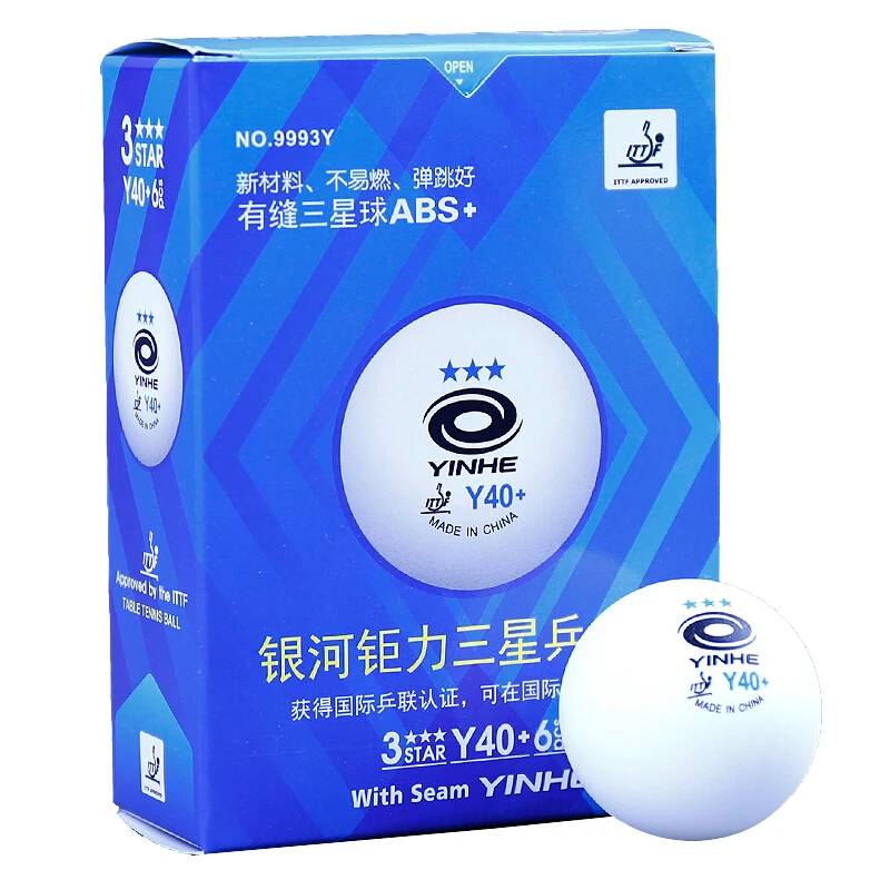 

Yinhe Y40+ new model seamed blue high quality 3star ittf table tennis ball, White