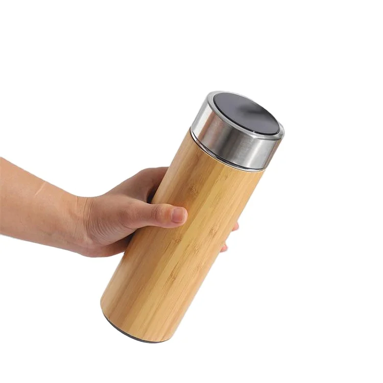 

500ml Ecofriendly Bamboo Products Stainless Steel Smart Bamboo Water Bottle with Tea Infuser, Customized color acceptable