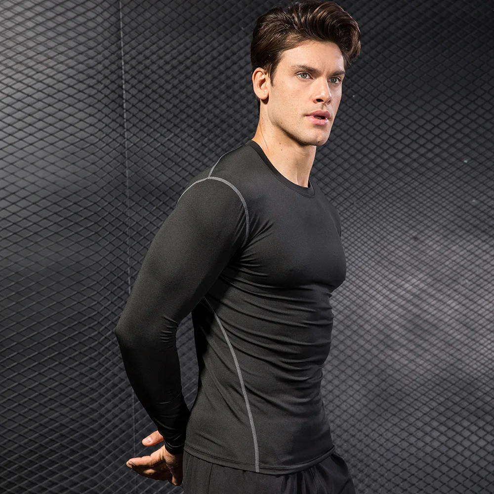 

Sports Camiseta Fitness Workout Clothes Running Compression Tight Quick-Drying Clothes Gym Men Dry Fit Long Sleeve Knit T Shirts