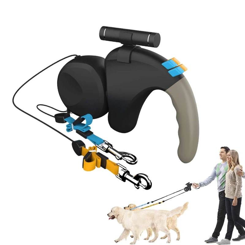 

Dual Handles Leads Automatic Extendable Traction Rope Walking Dog Leash, Pink,blue