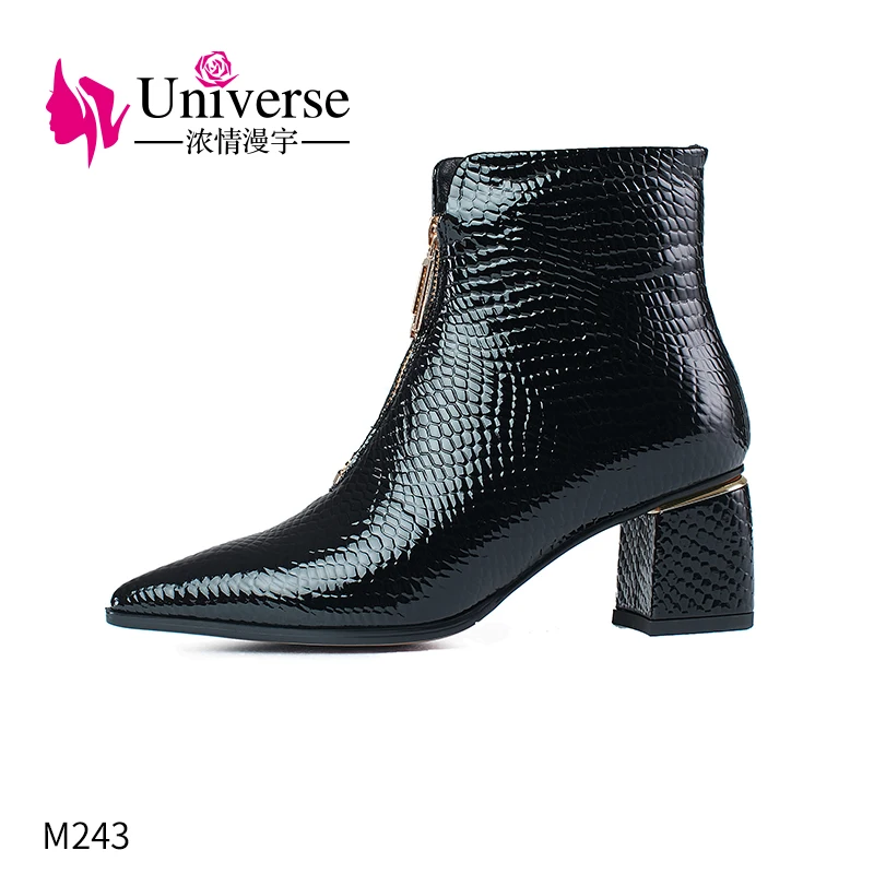 

M243 Fashion New Black Winter Genuine Leather Round Toe Boots Women Boots