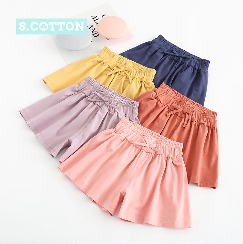 

2021 New Hot Baby Teen Girl Clothes Short Summer Boutique Safety Shorts Cotton Pants For Girls, Pink yellow blue