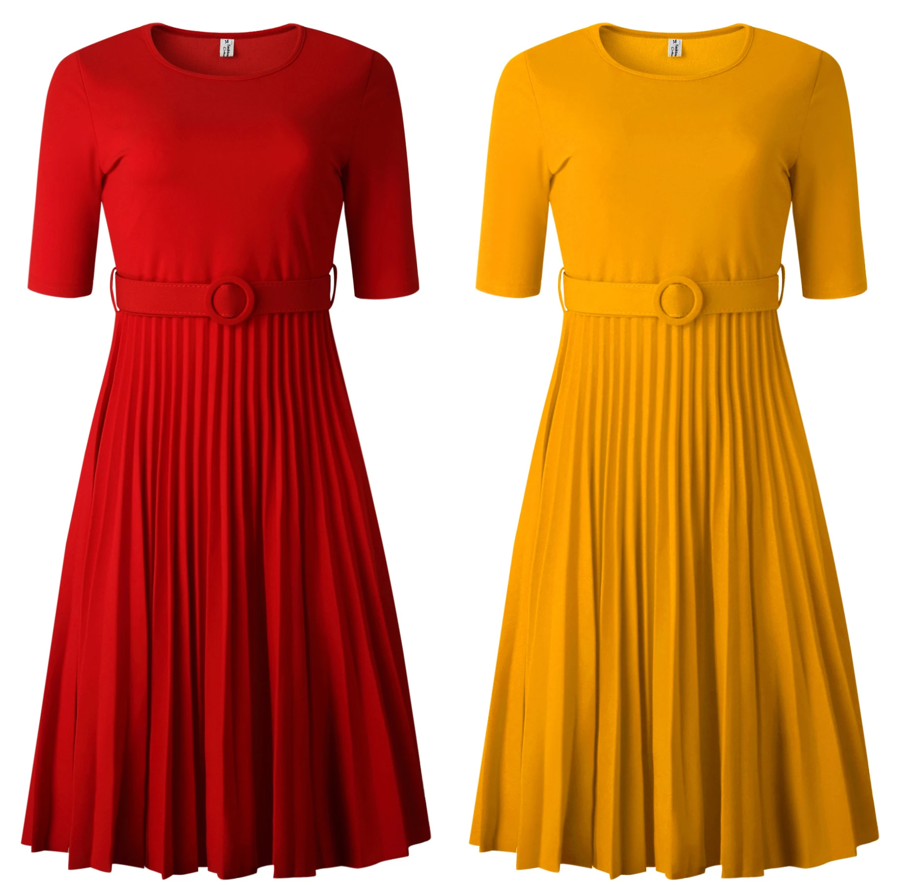 

Wholesale Amazon women's 2021 summer European American elegant plus size fashion pleated a-line skirt dress with belt