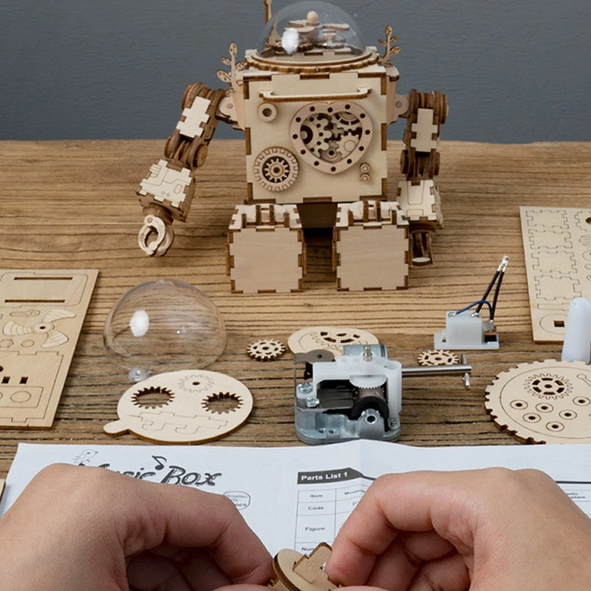 

Robotime Rokr Assembly Toy AM601 Orpheus DIY Steampunk Music Box Jigsaw 3D Wooden Puzzle
