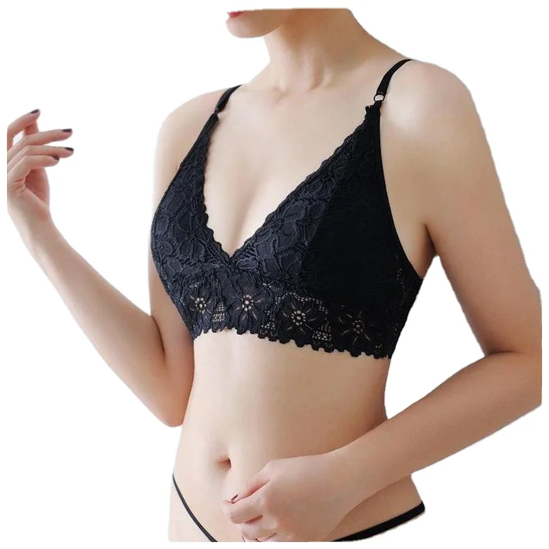 

Sexy lace comfortable seamless underwear Wire Free deep V gathered breast big size push up bra bras, Picture shows