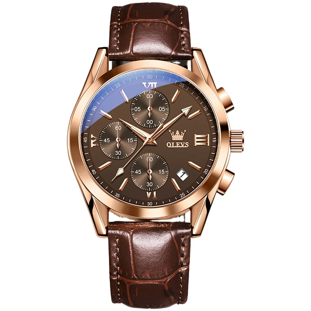 

OLEVS 2872 Men Quartz Watch Fashion Sport luxury Leather Waterproof Watches for man