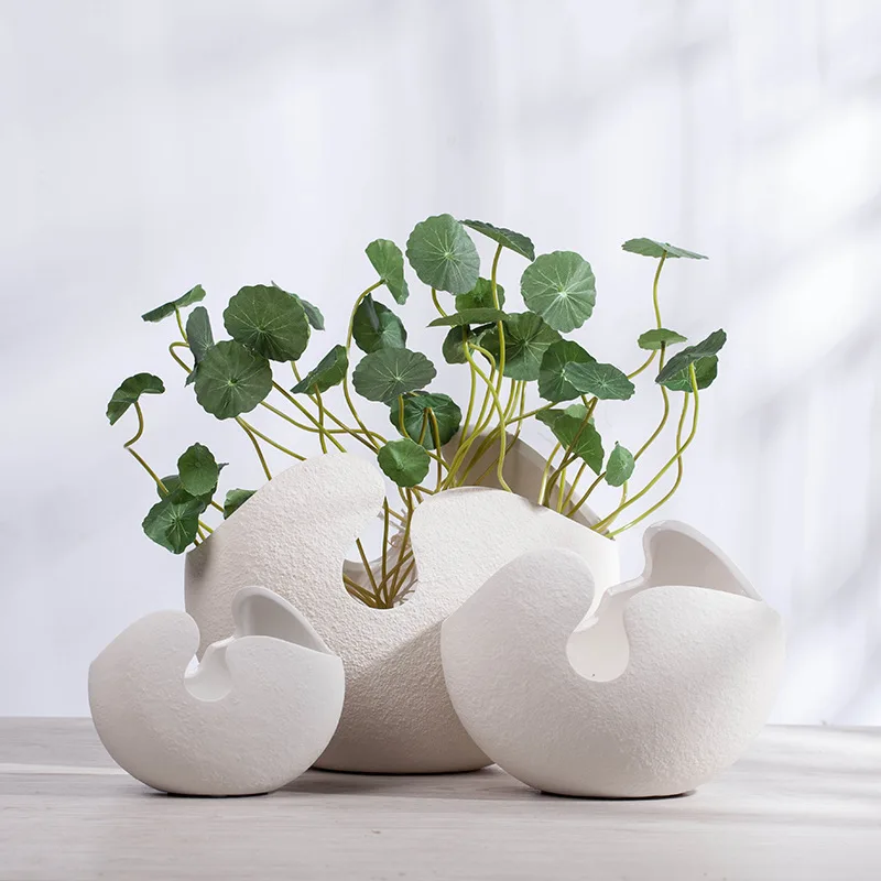 

Nordic Style Ceramic Vase Nordic Modern White Egg Shell Flower Arrangement Crafts Decoration Decoration Factory Wholesale