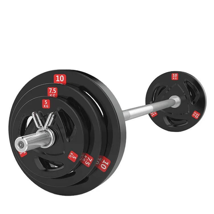 

2022 Custom Wholesale Alloy Steel Adjustable Gym Fitness Non-Slip Weight 3 Hole Barbell Bumper Plates, Black