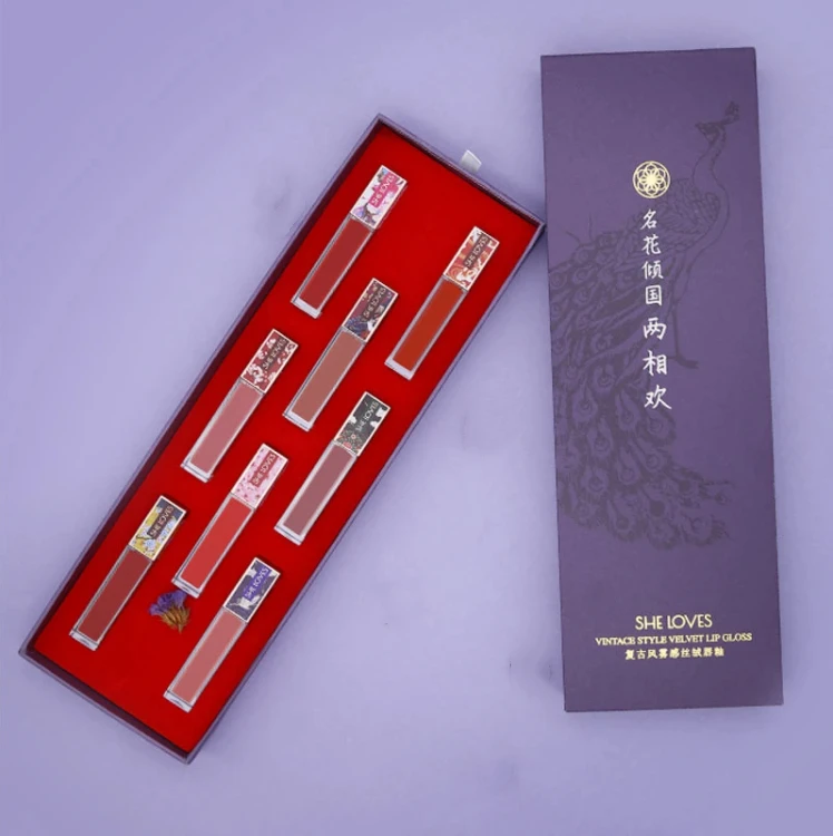 

Dropshipping 2021 New Chinese Style 8 Colors Lipstick Vintage Style Velvet Lip Gloss