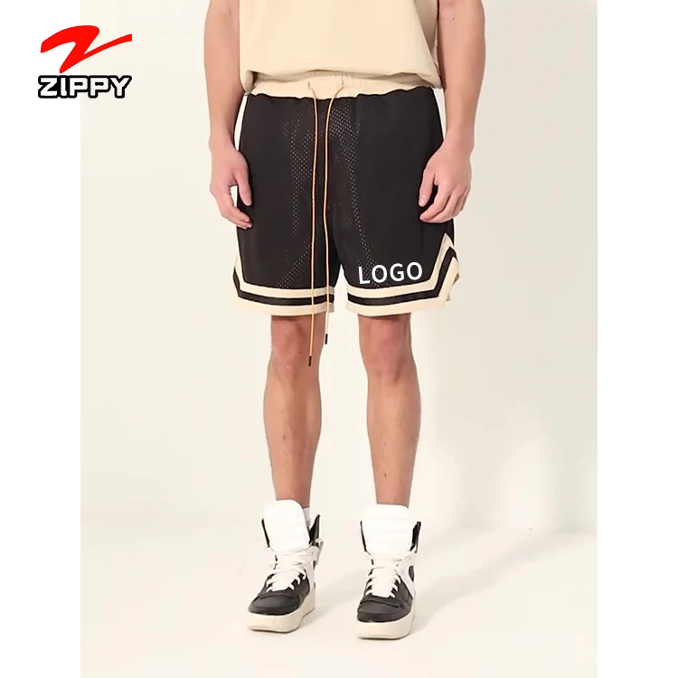 

Designer Cropped Fit Polyester Mesh Basketball Shorts Custom Logo Two Deep Side Hem Pockets Summer Basic Men Shorts, Customized color