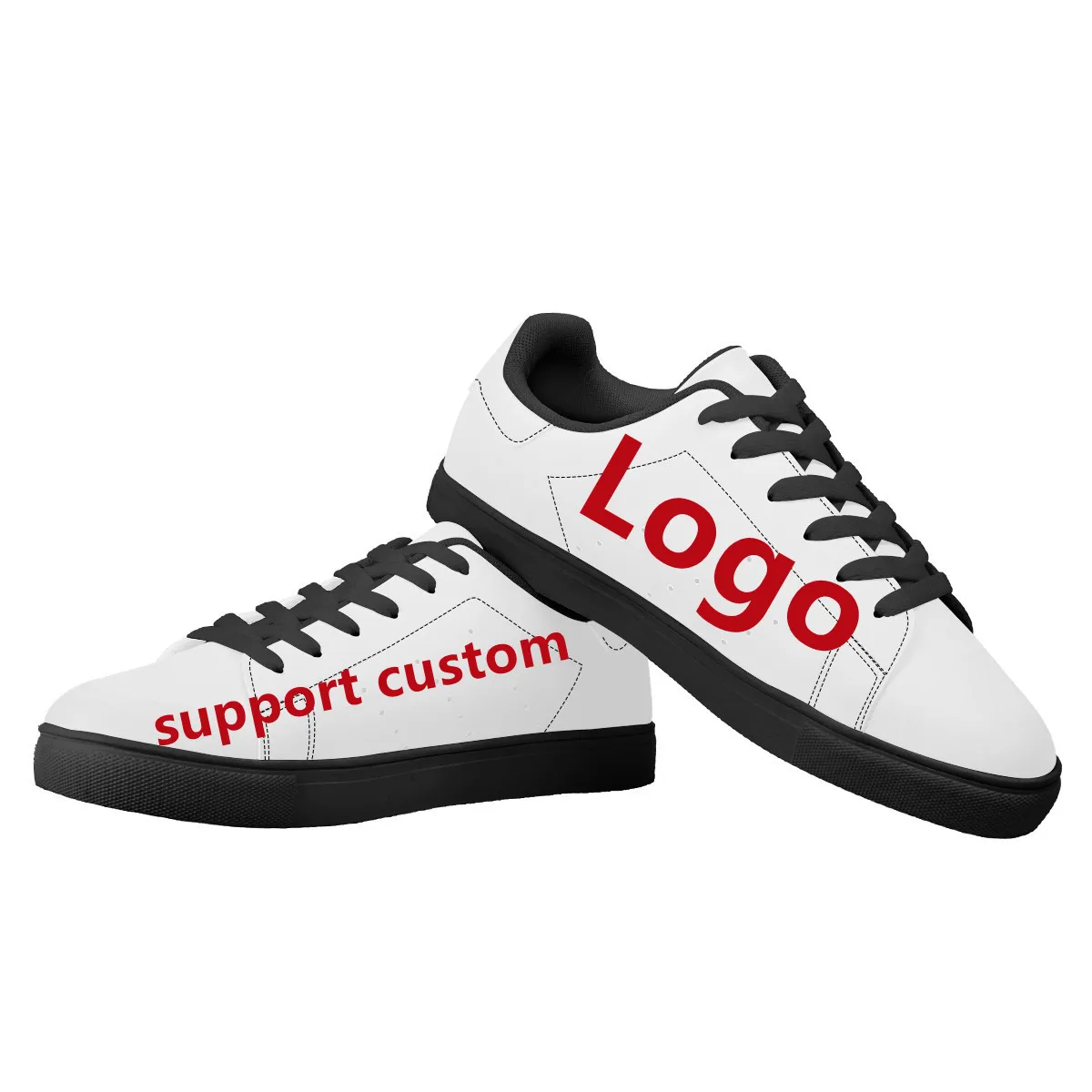 

2021 new thick bottom breathable casual student board shoes custom pattern MOQ 1per  size, Black,white