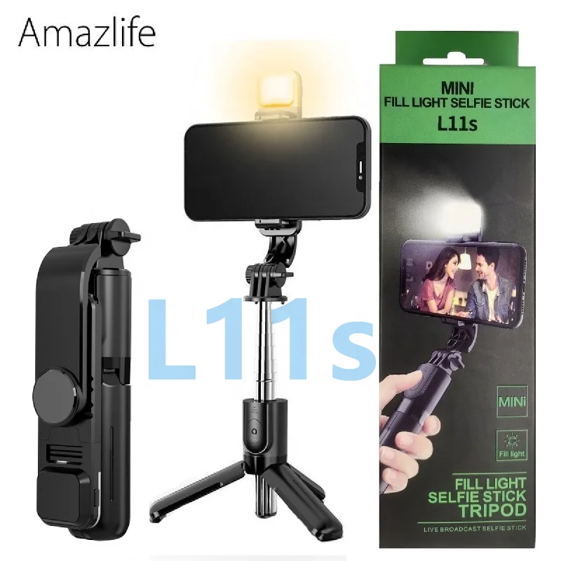 

Amazlife Flexible Mini Handheld Telescopic Fill light Selfie Stick Tripod 3 In 1 for Smartphone