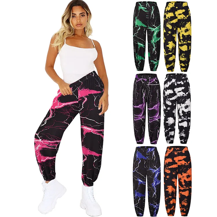

Long Sport Track Harem Pants Wide Leg Joggers Streetwear Casual Loose Elastic High Waist Comfortable Trousers Tie Dye Sweatpants, Customized color