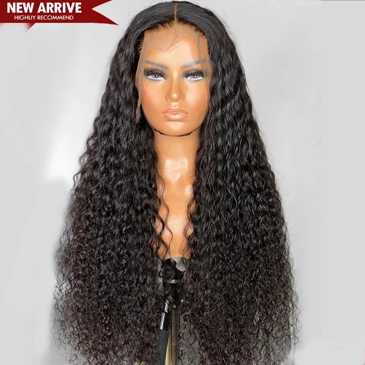 

Water Curly Raw Virgin hair human cuticle aligned13x4 Hd Transparent Lace Frontal Natural Water Wave Curly Wig Human Hair