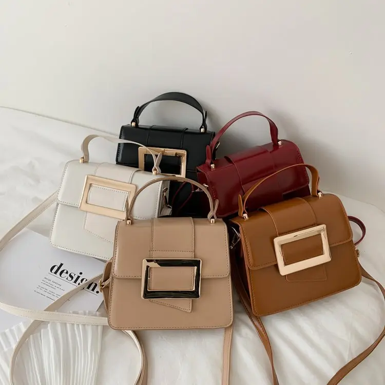 

women crossbody bags 2021 Woman Luxury Solid Color Pu Leather Flap Square Crossbody Bag With Big Hasp, Customizable
