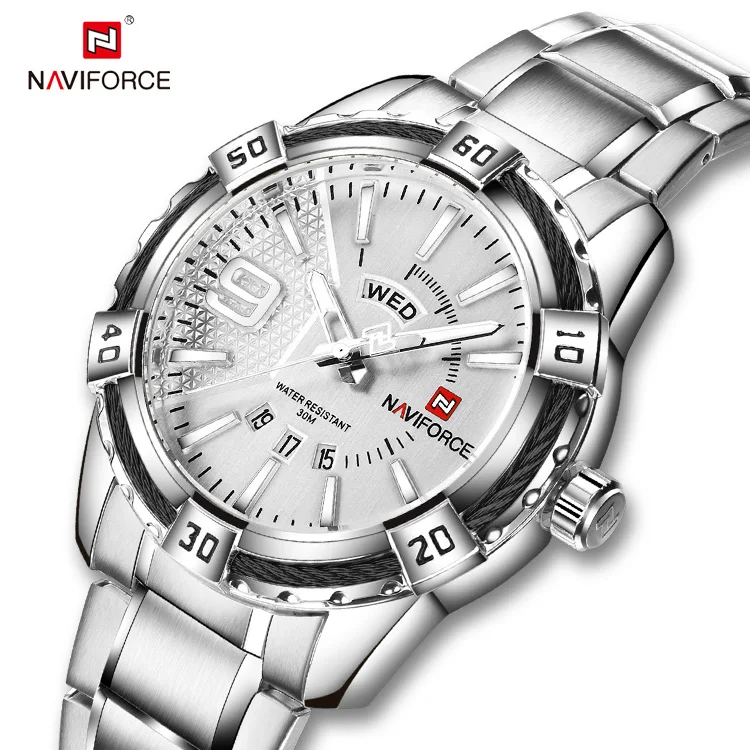 

NAVIFORCE 9117 SW 2020 hot selling reloj luxury stainless steel men's watches Waterproof wristwatches navy force