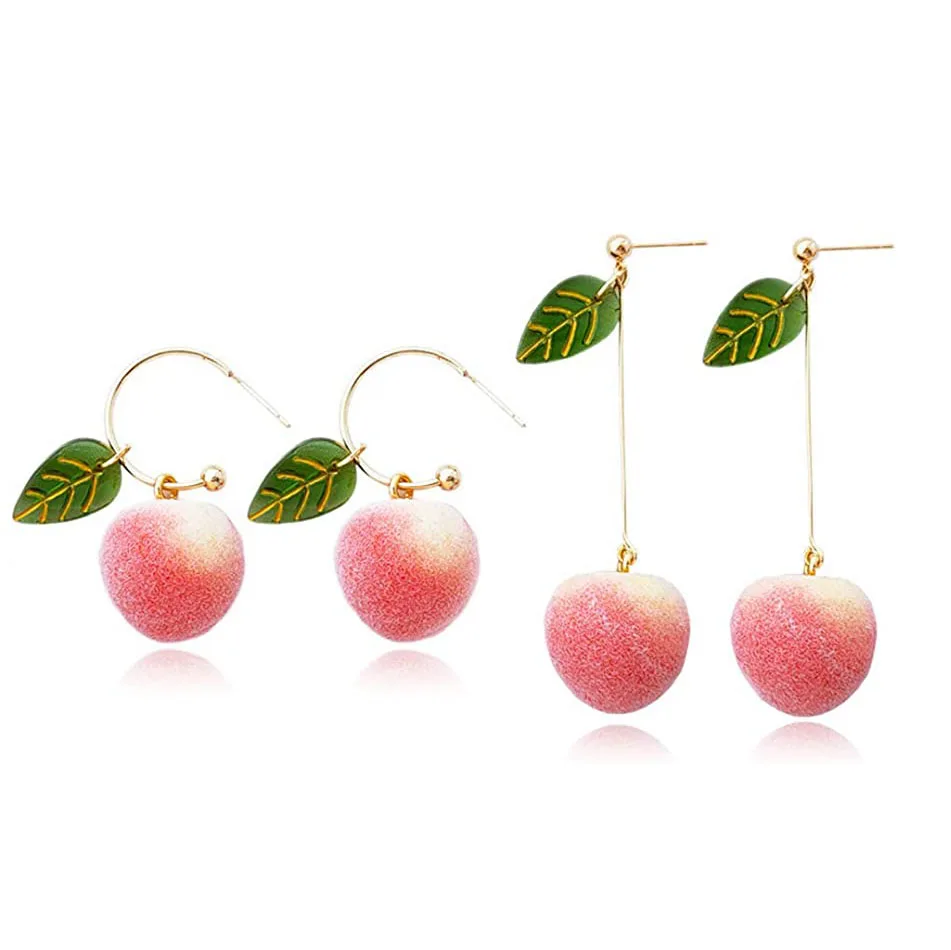 

Creative Super Light Realistic Pink Leaf Pendant Earrings Peach Earrings for Women