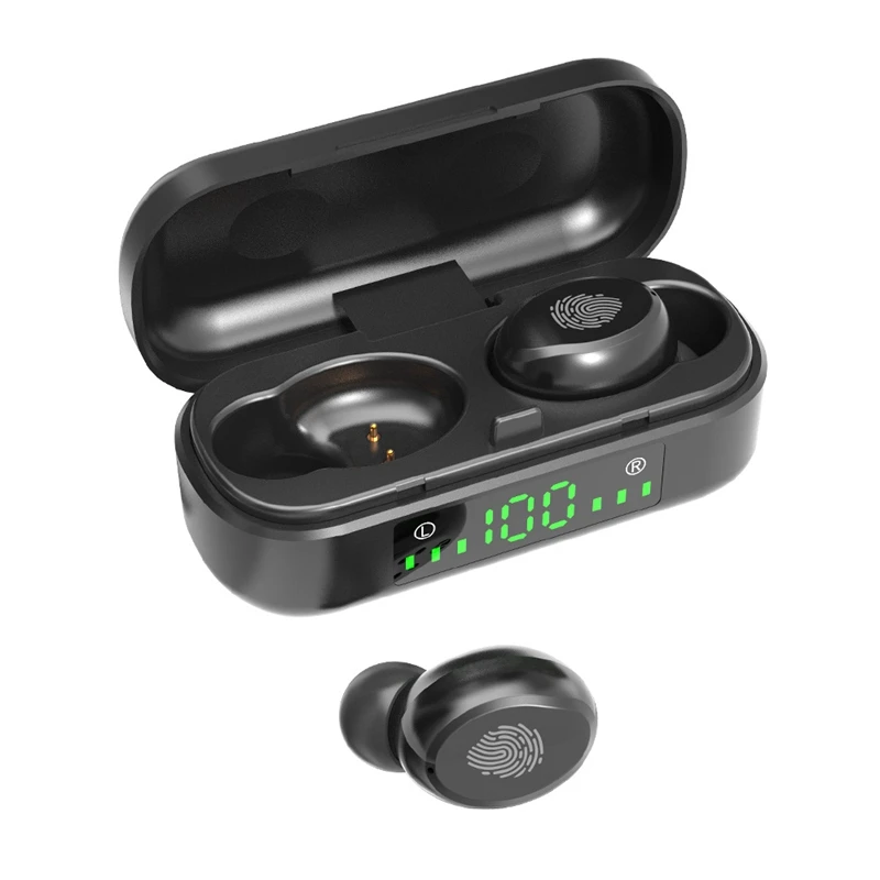 

Dropshipping V8 TWS BT V5.0 Wireless Earphones Stereo Sport Waterproof Earbuds with LCD Display Power Charging Box