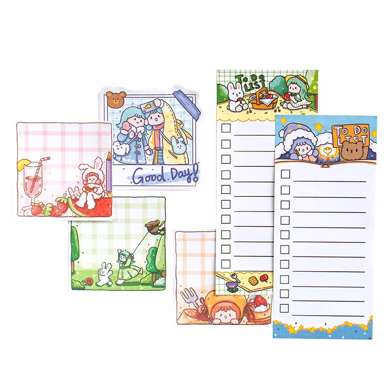 

Kawaii Sweetheart Memo Pads Sticky Note Set Paper Message Cute Decorative Notepad Office Stationery School Supplies Meno Pads
