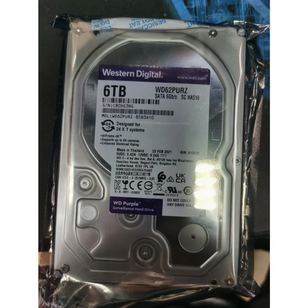 

WD Hard drives Wd62purz 6TB SATA 6Gb/s HDD Hard disks