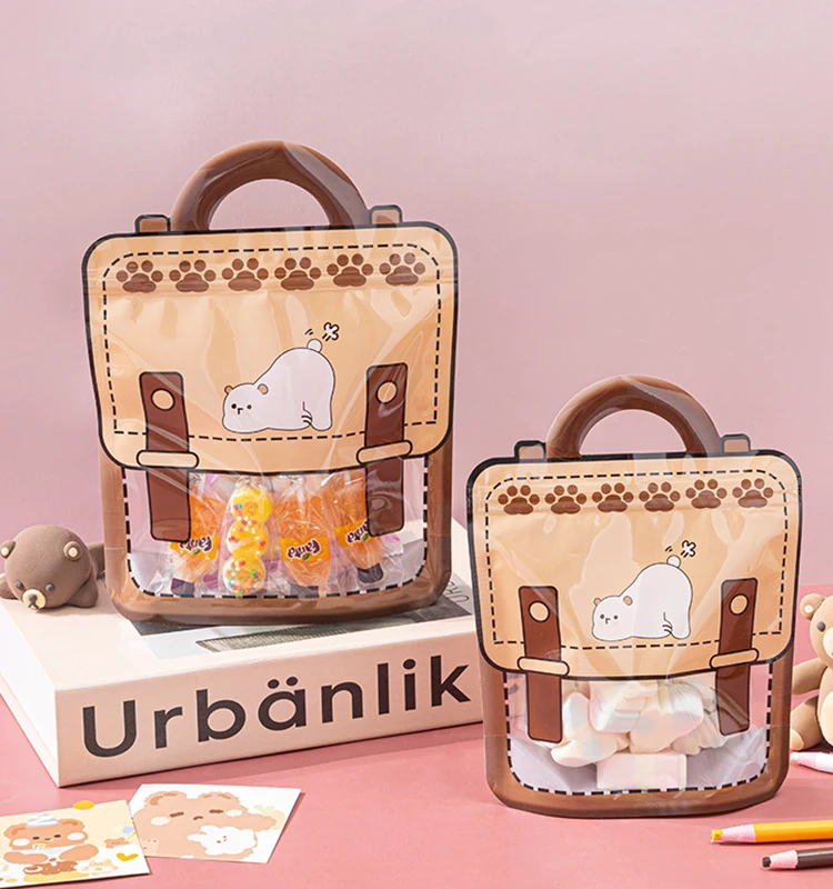 

New Design Gift Bags Cartoon Cute Snacks Candy Packaging Bags Schoolbag Shape Snack Bags