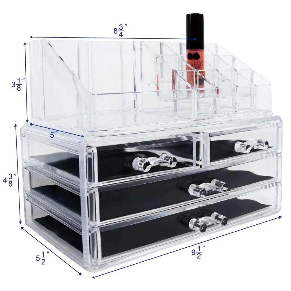 Clear Divisoria 2 Pieces Set Jewelry Makeup Storage Organizer 5