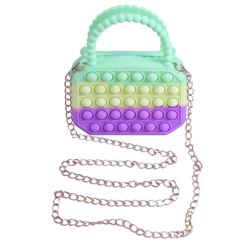 

hot selling crossbody shoulder handbag pop it silicone pop it women purse handbag pop it