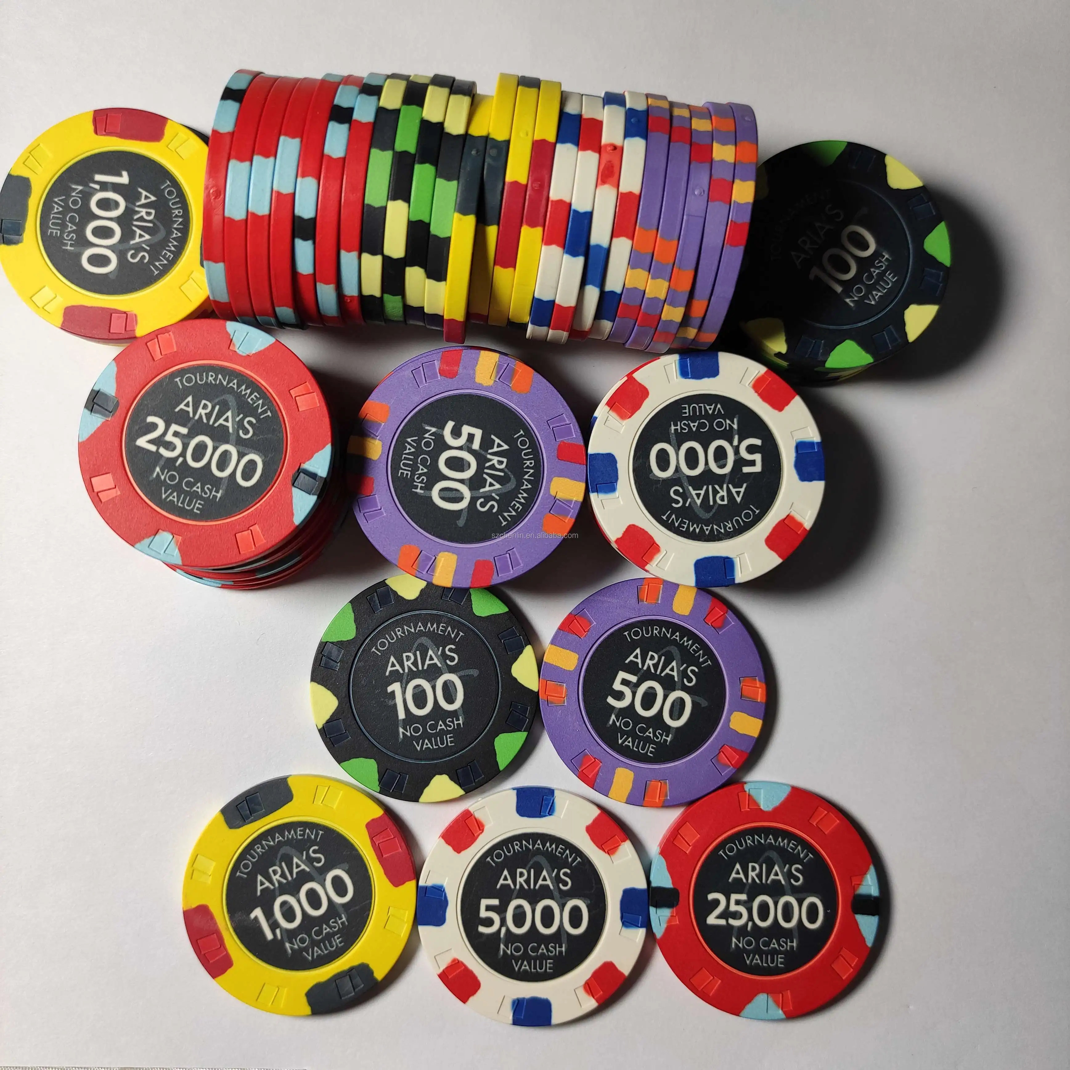 10g 39mm Ceramic Poker Chip Sublimation On Bothside With Aligned