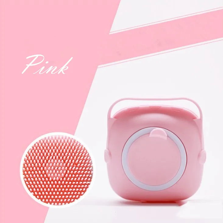 

New design bath shower brush with shampoo bottle soft silicone back massage brush, Green, yellow,pink