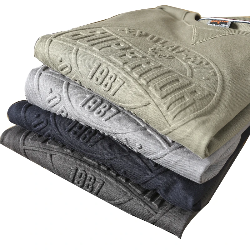 

Lankepace Wholesale Custom Fashion 3D Embossed Streetwear 100% Cotton Pullover Men Embossed french terry Hoodie