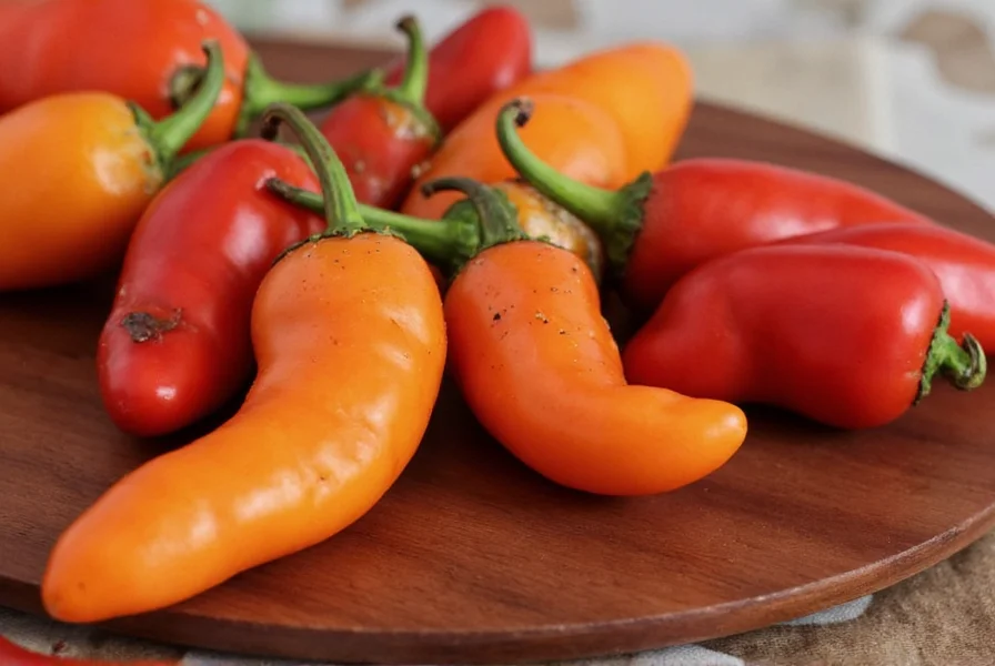 Pasilla pepper on wooden board