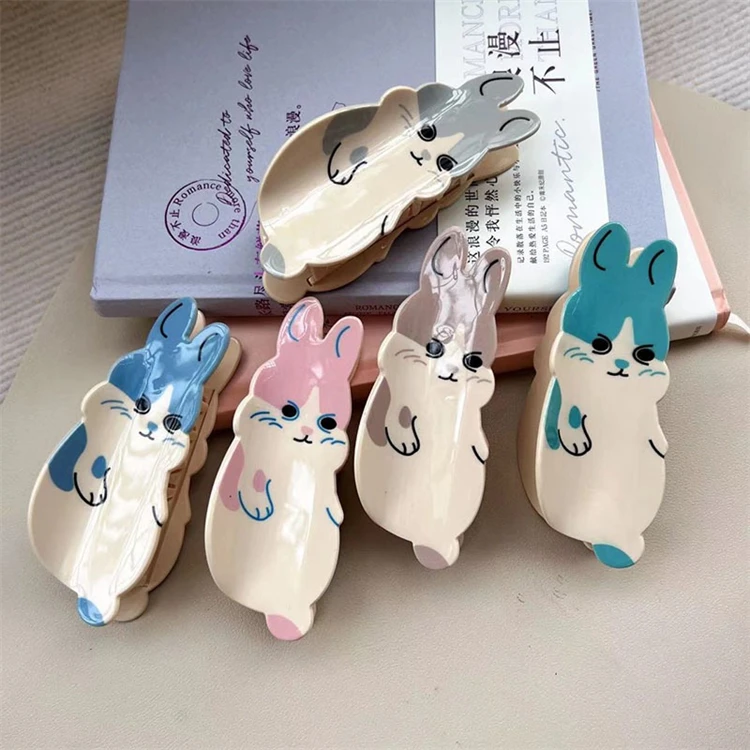 

New Designer Cute Animals Hair Claw Clips Custom Cellulose Acetate Rabbit Hair Accessories For Women