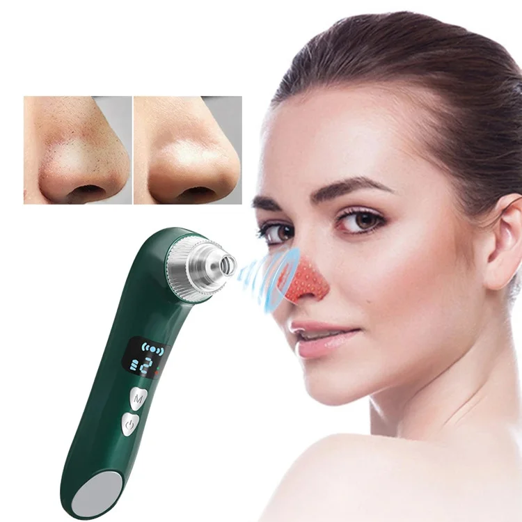 

Quick Open Pores Hot Compress Vacuum Blackhead Remover Face Beauty Camera Visual Pore Cleaner Blackhead Extractor, Green , white