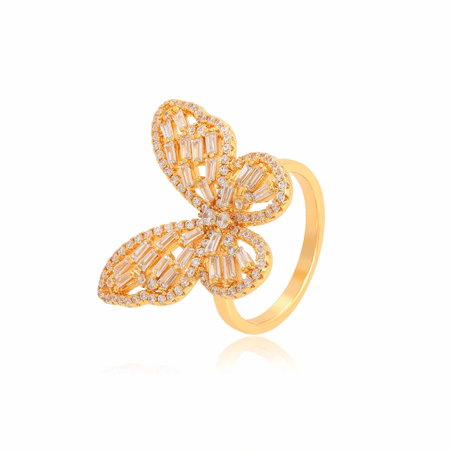 

A00907376 Xuping jewelry Charm jewelry advanced sense design butterfly studded diamond 24K gold ring