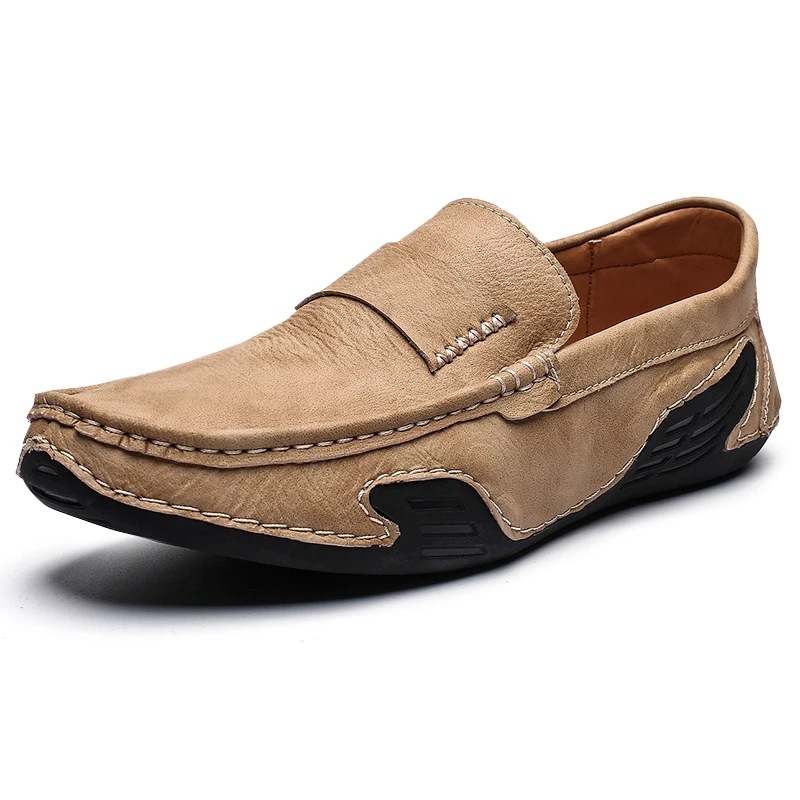 

Casual Slip on Formal Loafers Dress Black Tobacco Footwear genuine leather men's casual shoes