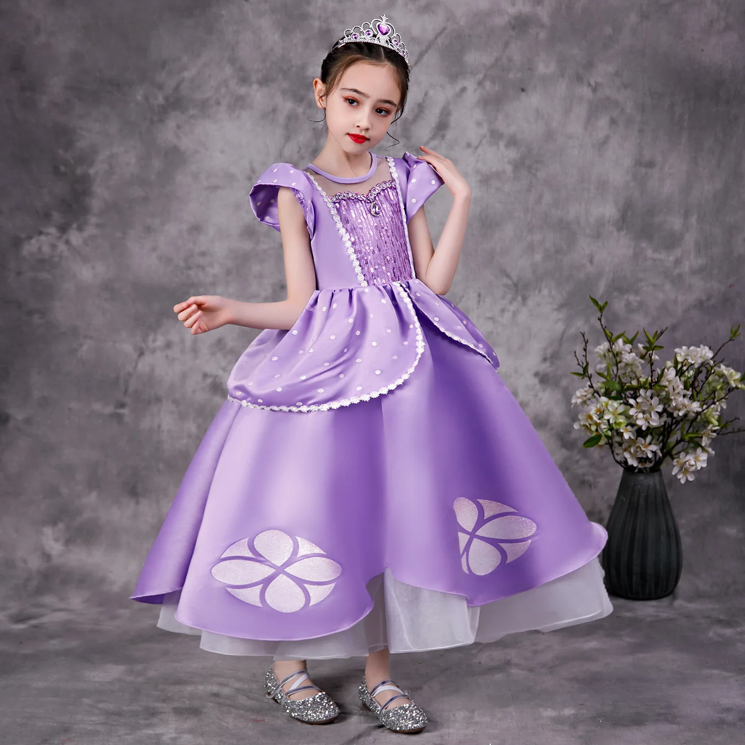 

MQATZ Purple Sofia Rapunzel Elsa Anna Belle Princess Dress TV Movie Costumes Sofiya Princess For Girl