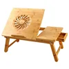 Desktop Laptop Stand Bamboo Wood Computer Monitor Stand with Organizer for Smartphone Tablet