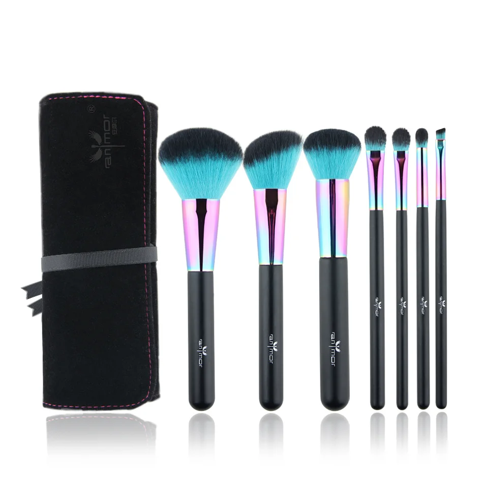 

7PCS Black Foundation Eyeshadow Portable Travel Make up Brush Set Cosmetic Bag Makeup Brush