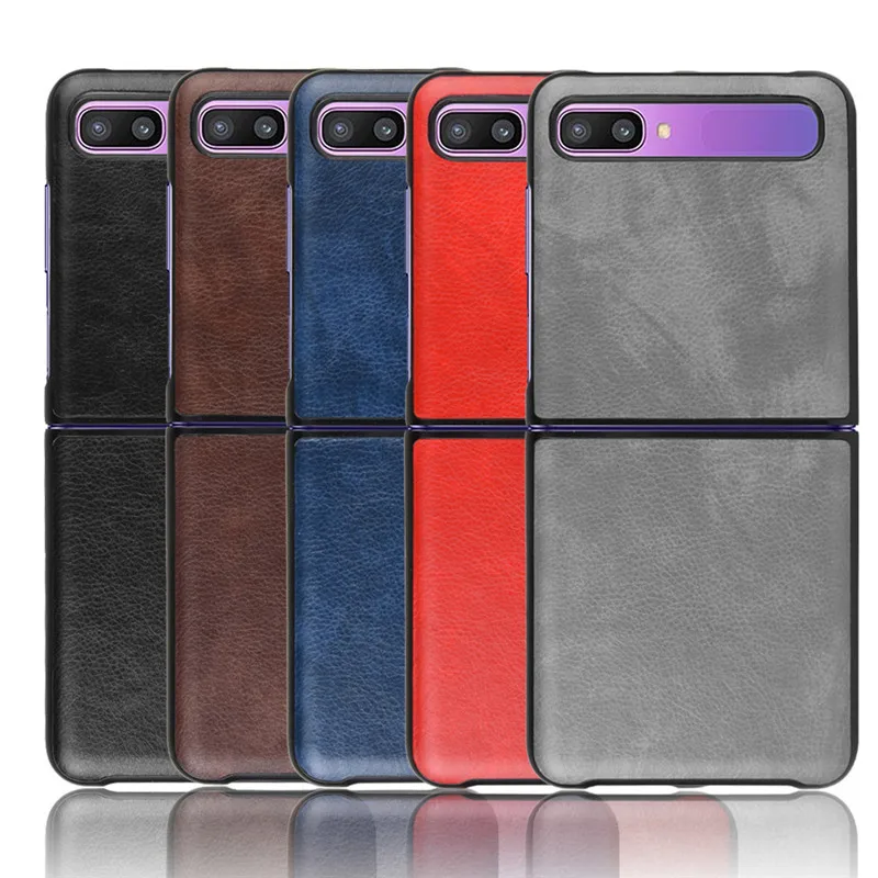 

PU Lichi Leather Phone Protective Case Z Flip Phone Cover back Shell For Samsung Galaxy Z Flip, 5 colors