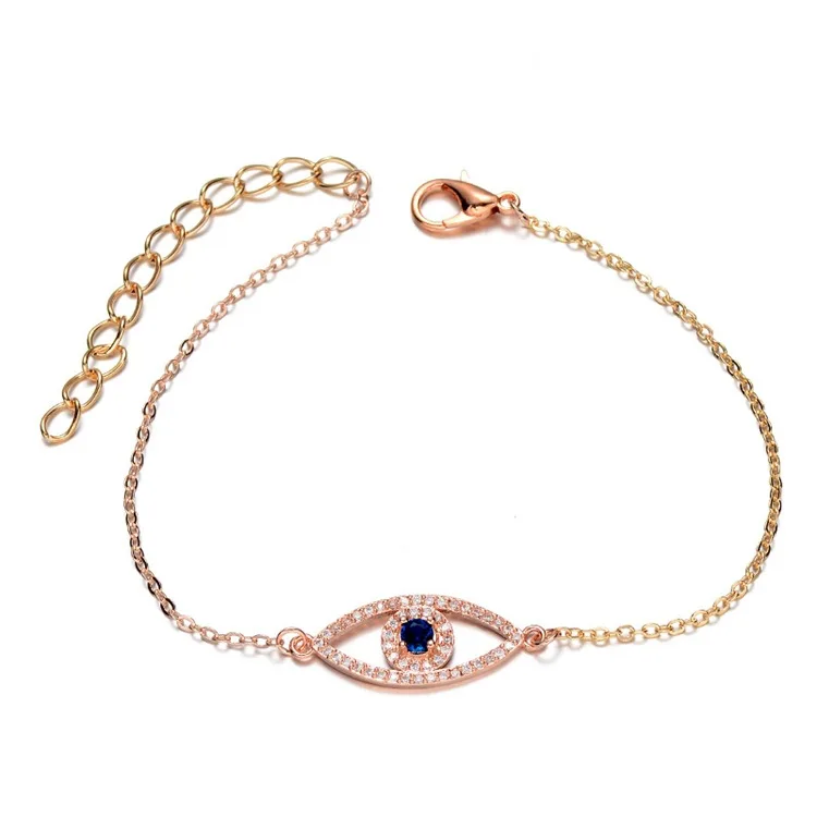 

2020 Fashion Metal Chain Copper Bracelet Paved Zircon Eyes Charm Bracelet for Gift