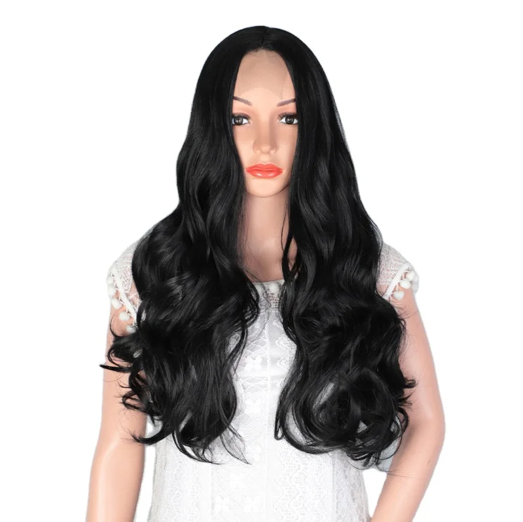 

# European and American Wig Female Long Curly Hair Medium Differentiation Fiber Wig Headgear Big Wave Black Full Lace Wigs Short