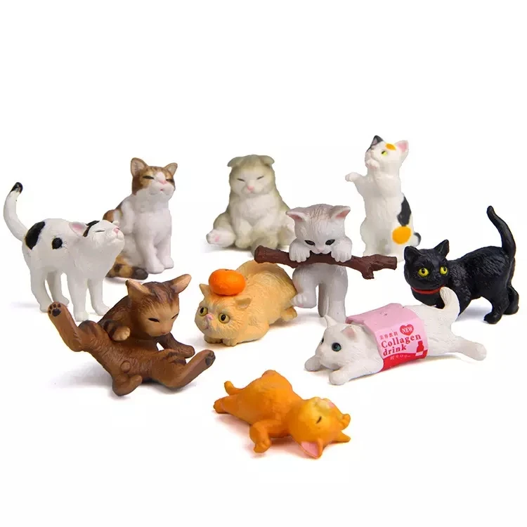 

10Pcs/set Mini Realistic Cat Figurine Sculpture PVC Toy Dollhouse Garden Ornaments Decoration Fairy Figurine Micro landscape