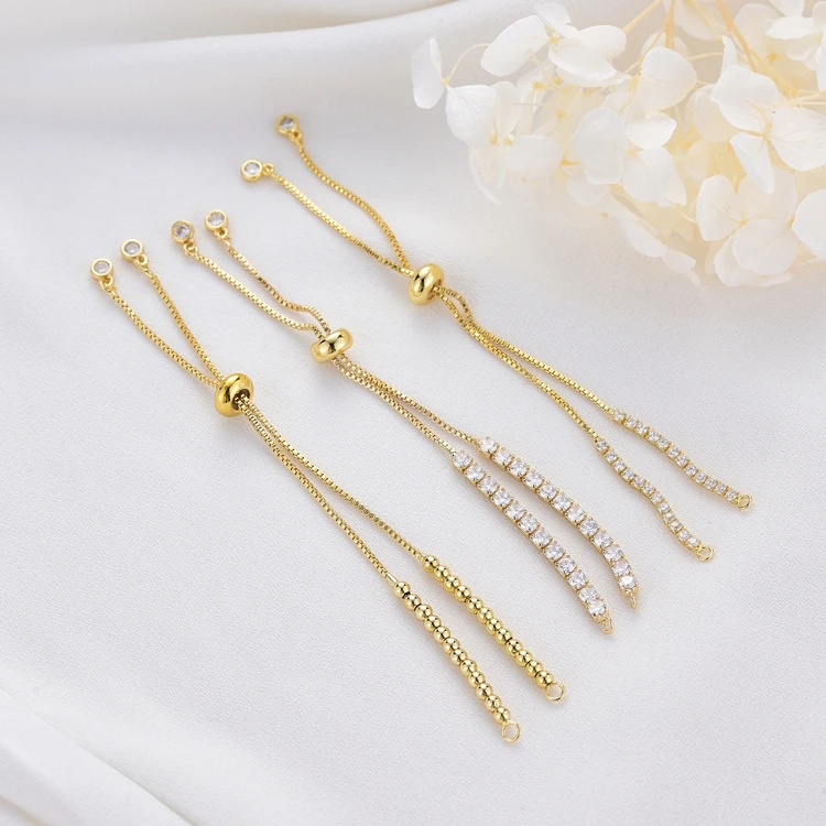 

Factory Wholesale 14K Gold Plated Zircon Style Bead Style Extension Chain for Bracelet Making